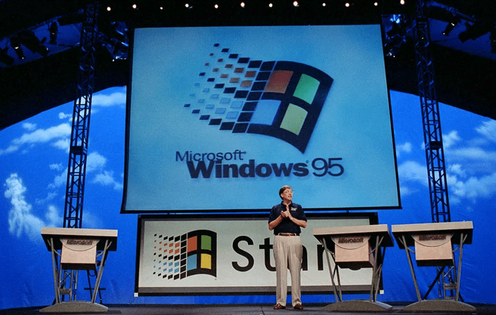 Bill Gates a the Windows 95 launch event